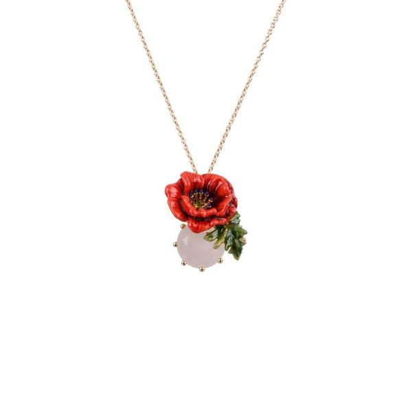 Eclatante Discrétion Large Poppy, White Crystal Stone Necklace | ADED3031 - Les Nereides