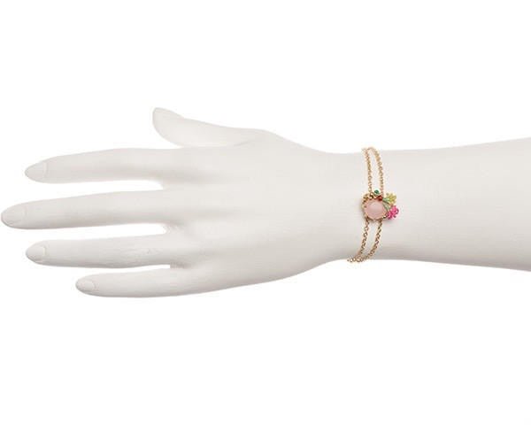 Eclatante Discrétion Pale Pink Crystal Stone And Flower Bracelet | ADED2041 - Les Nereides