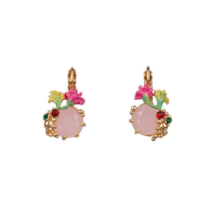 Eclatante Discrétion Pale Pink Crystal Stone And Flower Earrings | ADED109D/1 - Les Nereides
