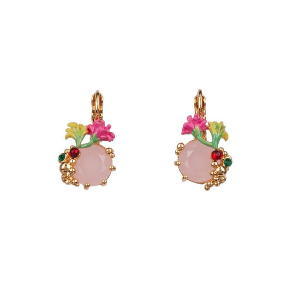 Eclatante Discrétion Pale Pink Crystal Stone And Flower Earrings | ADED109D/1 - Les Nereides