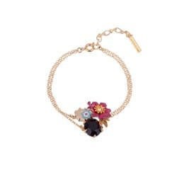Eclatante Discrétion Pink Flower W/Green Stone Bracelet | ACED2031 - Les Nereides