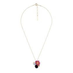 Eclatante Discrétion Pink Flower W/Green Stone Necklace | ACED3031 - Les Nereides