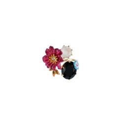 Eclatante Discrétion Pink Flower W/Green Stone Rings | ACED6031 - Les Nereides