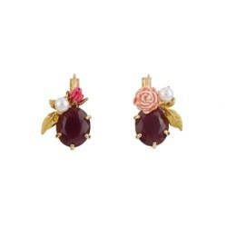 Eclatante Discrétion Rose W/Purple Stone & Pearl Earrings | ACED1061 - Les Nereides
