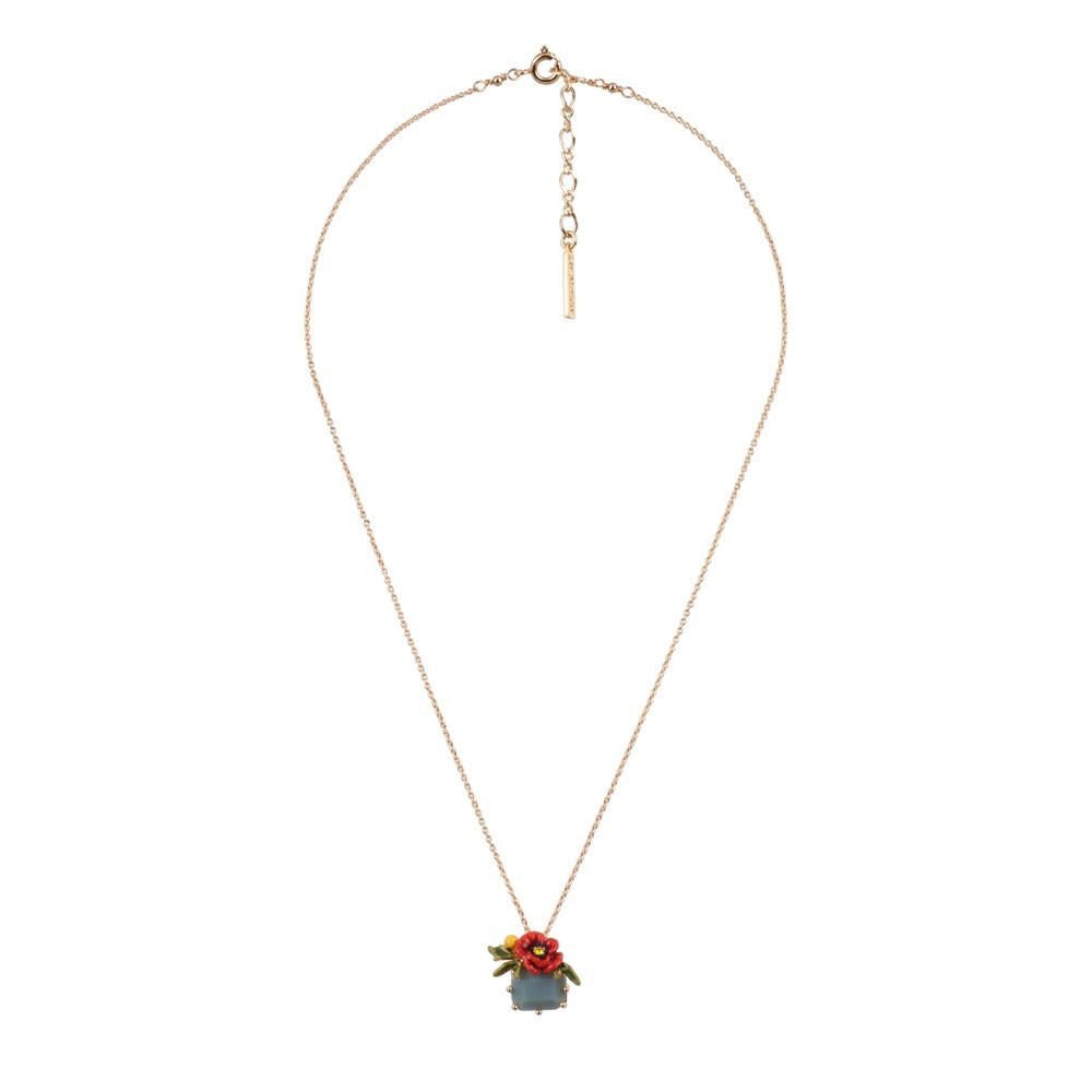 Eclatante Discrétion Small Poppy, Blue Crystal Stone Necklace | ADED3011 - Les Nereides