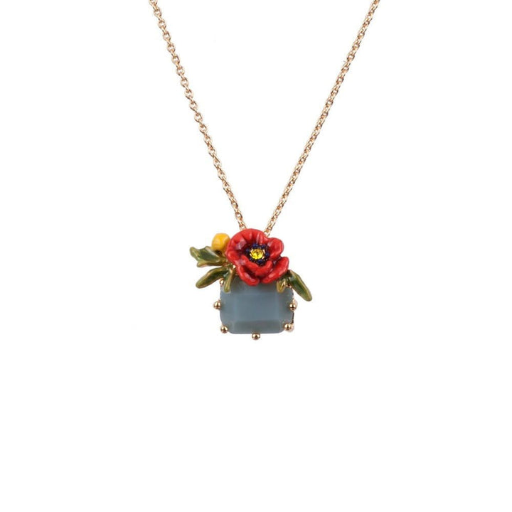 Eclatante Discrétion Small Poppy, Blue Crystal Stone Necklace | ADED3011 - Les Nereides