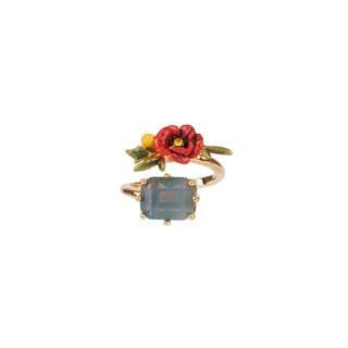 Eclatante Discrétion Small Poppy, Blue Crystal Stone Rings | ADED6011 - Les Nereides