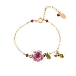 Eglantine Eglantine Flower, Crystal Beads And Leaves Bracelet | AEEG2011 - Les Nereides