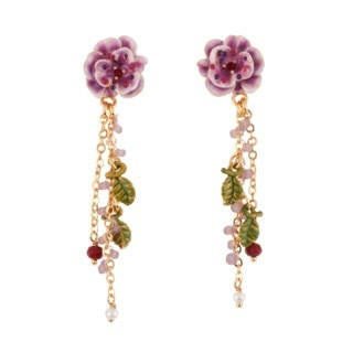 Eglantine Eglantine Flower With Pendants, Crystal Beads & Leaves Earrings | AEEG104T/1 - Les Nereides