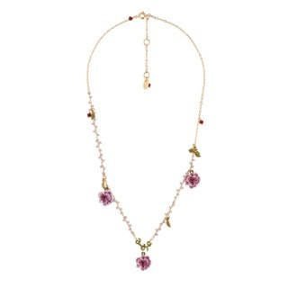 Eglantine Eglantine Flowers & Leaves With Beaded Chain & Tear Drops Necklace | AEEG3011 - Les Nereides