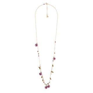 Eglantine Eglantine Flowers & Leaves With Beaded Chain & Tear Drops Necklace | AEEG3041 - Les Nereides