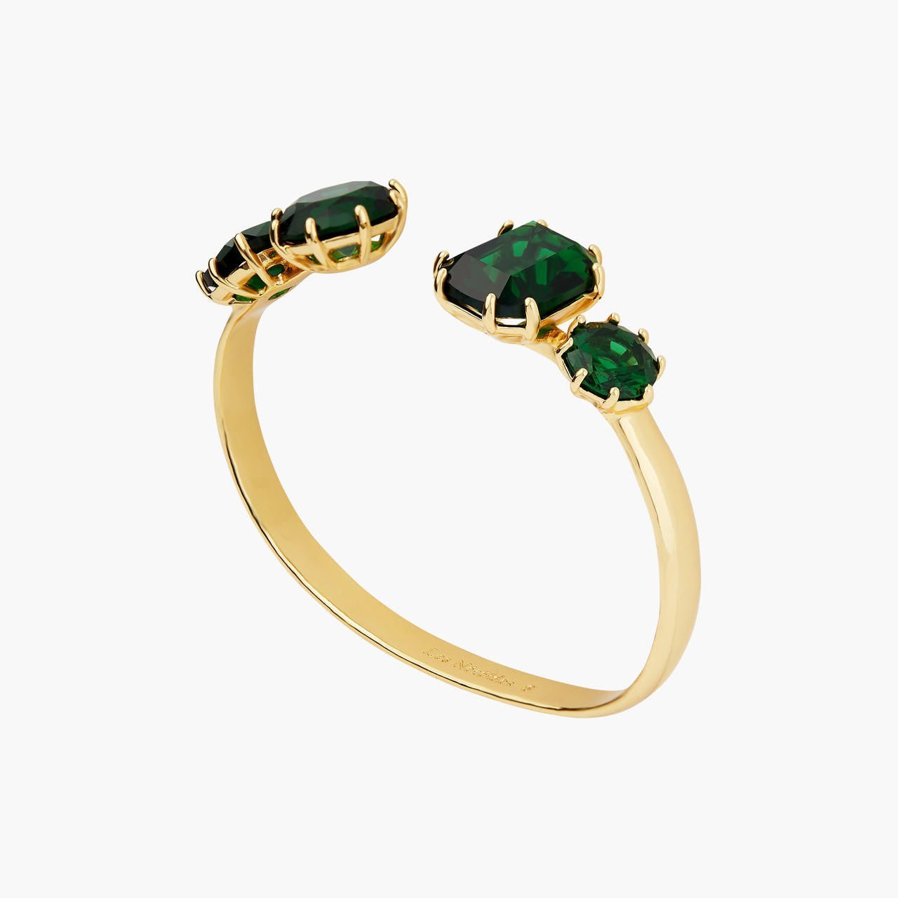 Emerald Green 4 Stones Diamantine Bangle Bracelet | AOLD2541 - Les Nereides