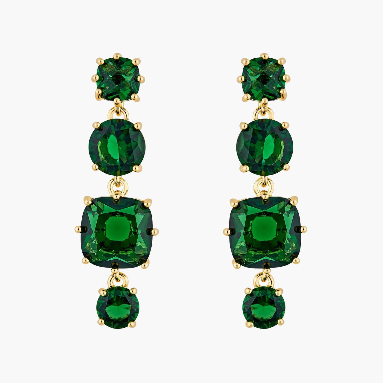 Emerald Green 4 Stones Diamantine Earrings | AOLD1201 - Les Nereides