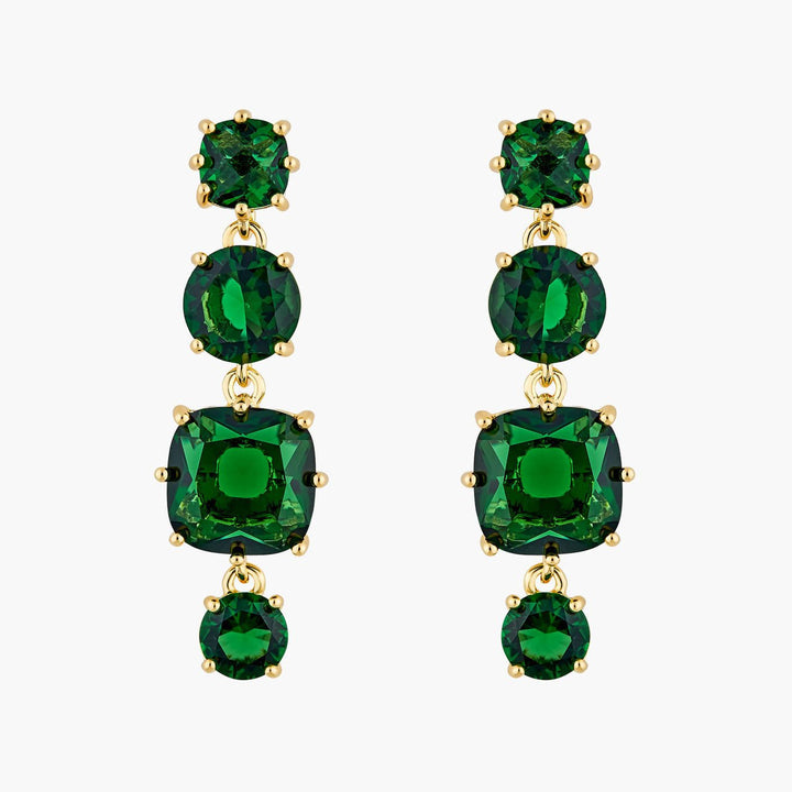 Emerald Green 4 Stones Diamantine Earrings | AOLD1201 - Les Nereides