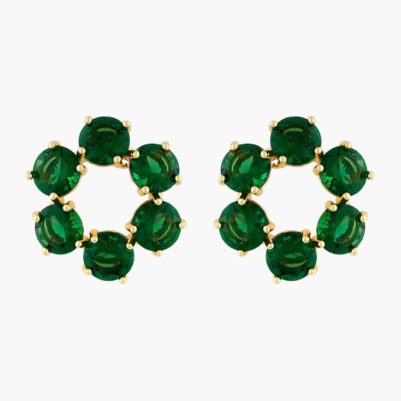 Emerald Green 6 Stones Diamantine Earrings | AOLD1421 - Les Nereides
