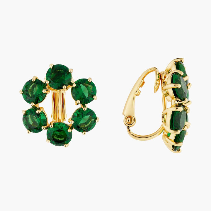 Emerald Green 6 Stones Diamantine Earrings | AOLD1421 - Les Nereides