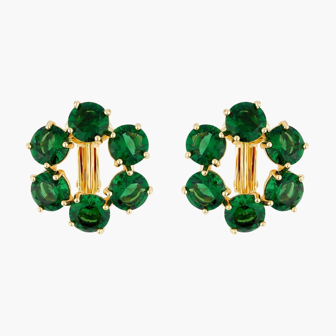 Emerald Green 6 Stones Diamantine Earrings | AOLD1421 - Les Nereides
