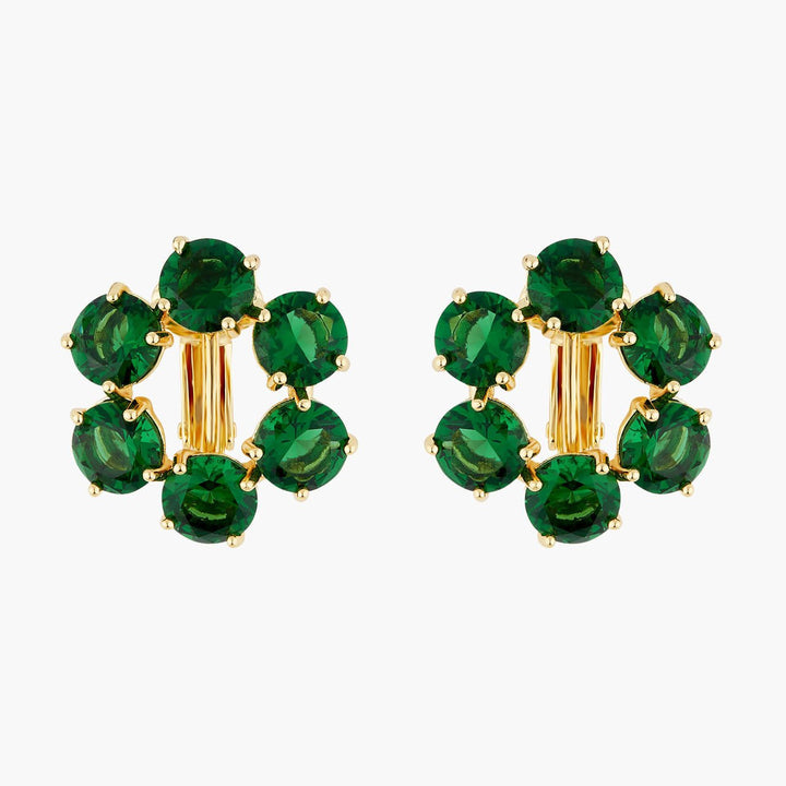 Emerald Green 6 Stones Diamantine Earrings | AOLD1421 - Les Nereides