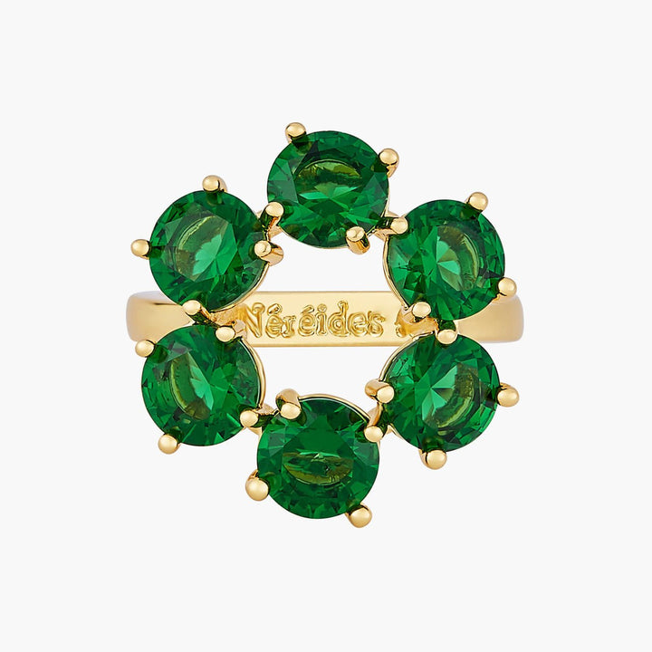 Emerald Green 6 Stones Diamantine Thin Ring | AOLD6191 - Les Nereides