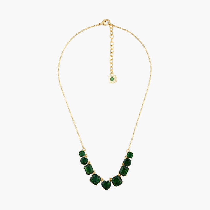 Emerald Green 9 Stones Diamantine Thin Necklace | AOLD3181 - Les Nereides