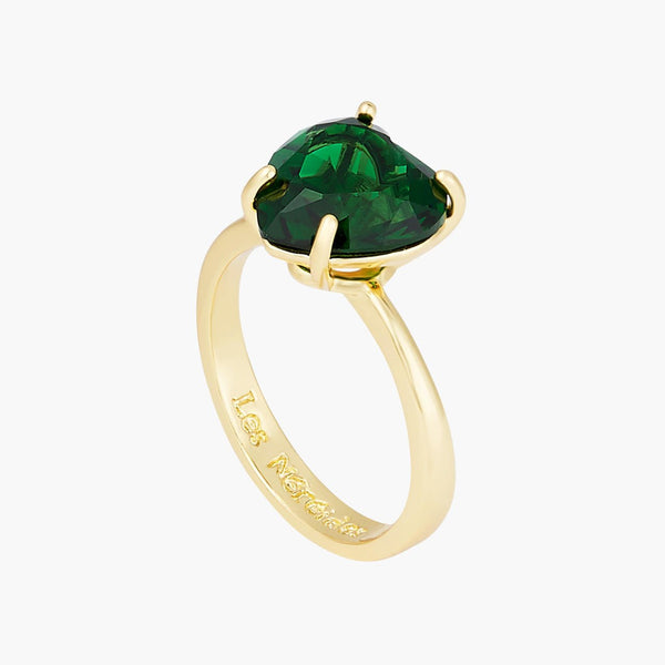Emerald Green Heart Stone Diamantine Solitaire Ring | AOLD6171 - Les Nereides