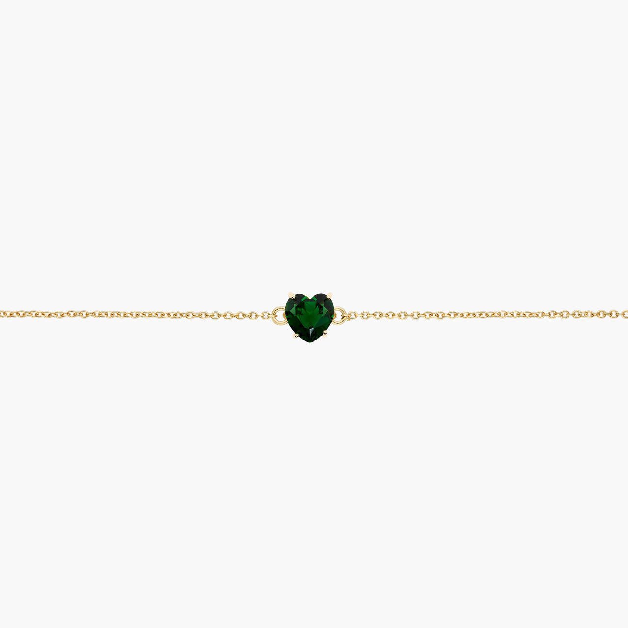 Emerald Green Heart Stone Diamantine Thin Bracelet | AOLD2531 - Les Nereides