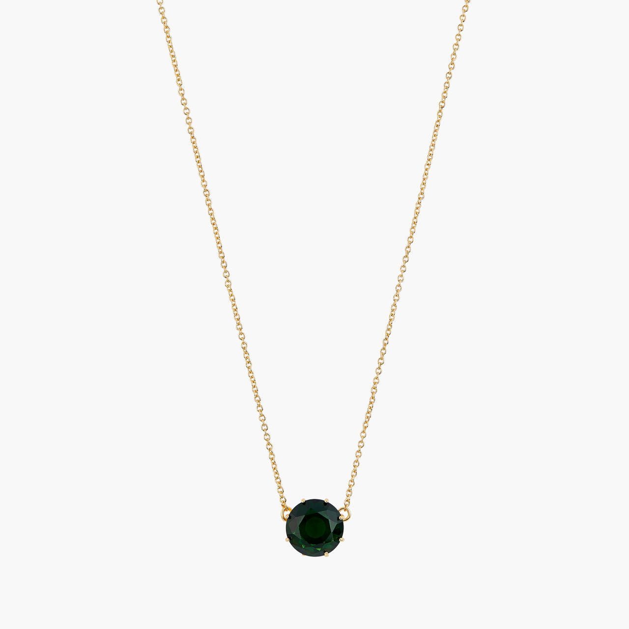 Emerald Green Round Stone Diamantine Pendant Necklace | AOLD3011 - Les Nereides
