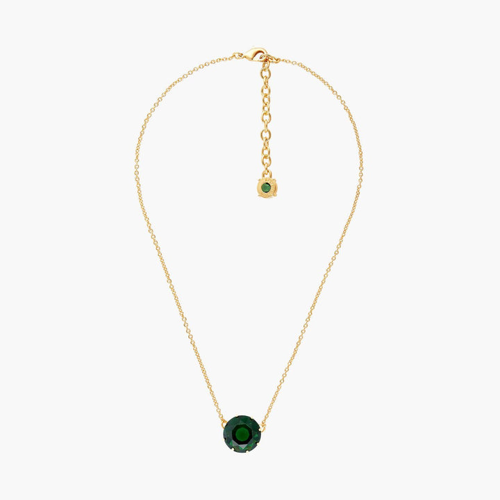Emerald Green Round Stone Diamantine Pendant Necklace | AOLD3011 - Les Nereides