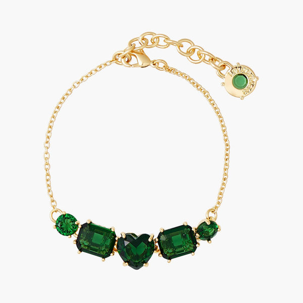 Emerald Green Stones Diamantine Thin Bracelet | AOLD2141 - Les Nereides