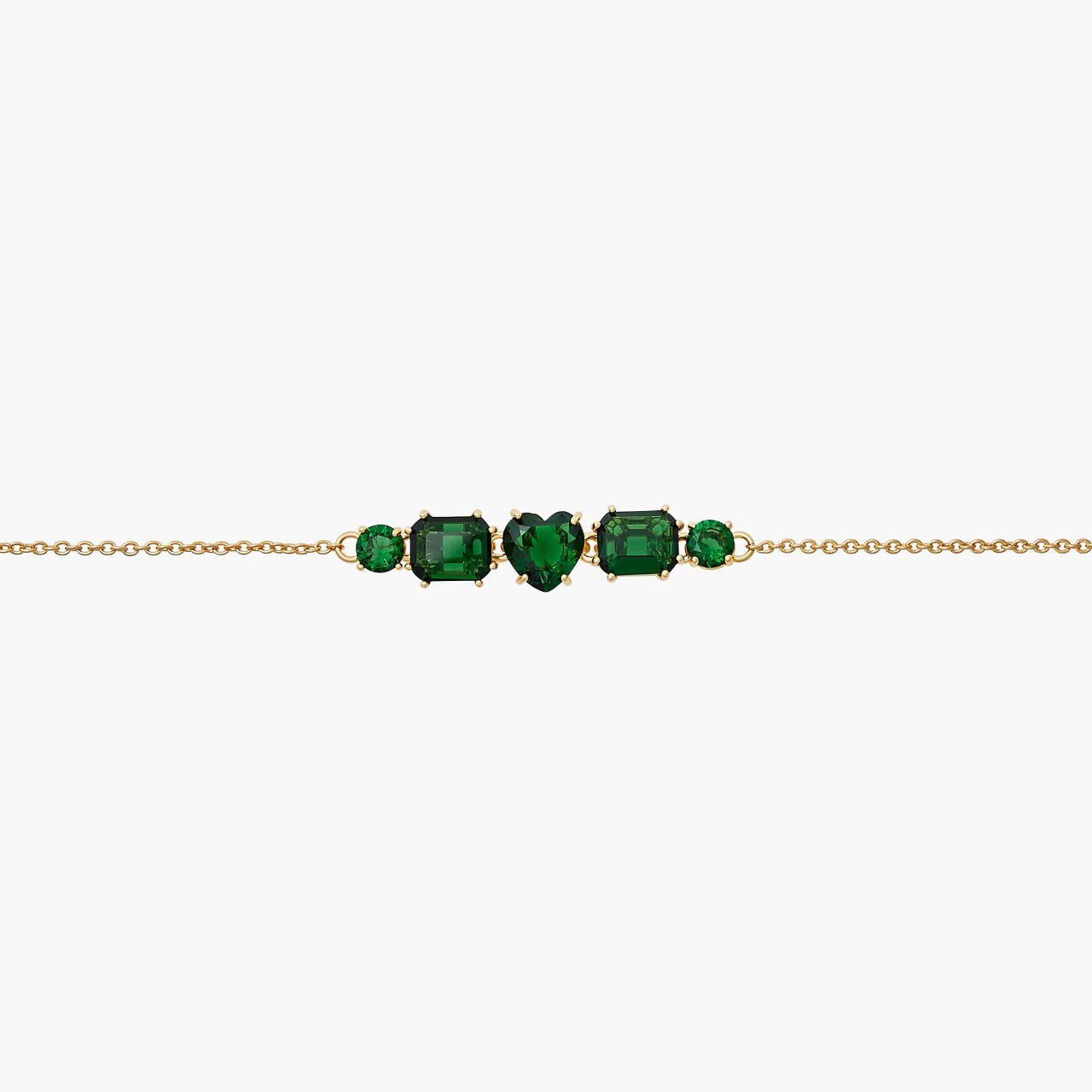 Emerald Green Stones Diamantine Thin Bracelet | AOLD2141 - Les Nereides