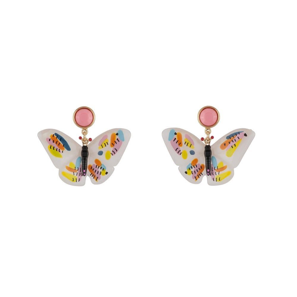Envol Graphique Faceted Resin & Butterfly Black Earrings | ADEG1011 - Les Nereides