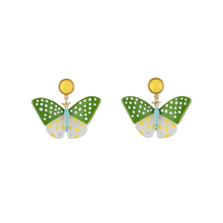 Envol Graphique Faceted Resin & Butterfly Black Earrings | ADEG1011 - Les Nereides