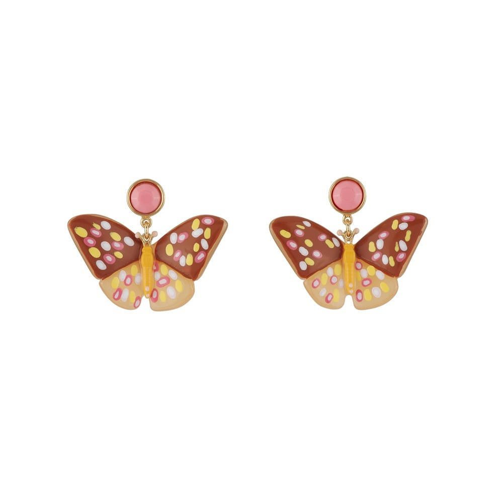 Envol Graphique Faceted Resin & Butterfly Black Earrings | ADEG1011 - Les Nereides
