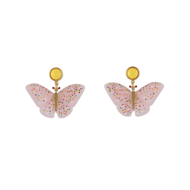 Envol Graphique Faceted Resin & Butterfly Black Earrings | ADEG1011 - Les Nereides