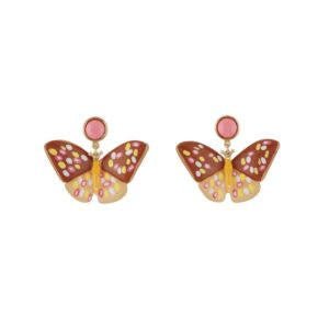 Envol Graphique Faceted Resin & Butterfly Brown Earrings | ADEG1081 - Les Nereides