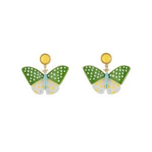 Envol Graphique Faceted Resin & Butterfly Green Earrings | ADEG1041 - Les Nereides