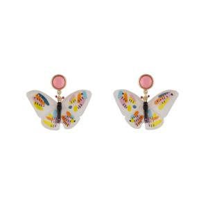 Envol Graphique Faceted Resin & Butterfly White Earrings | ADEG1021 - Les Nereides