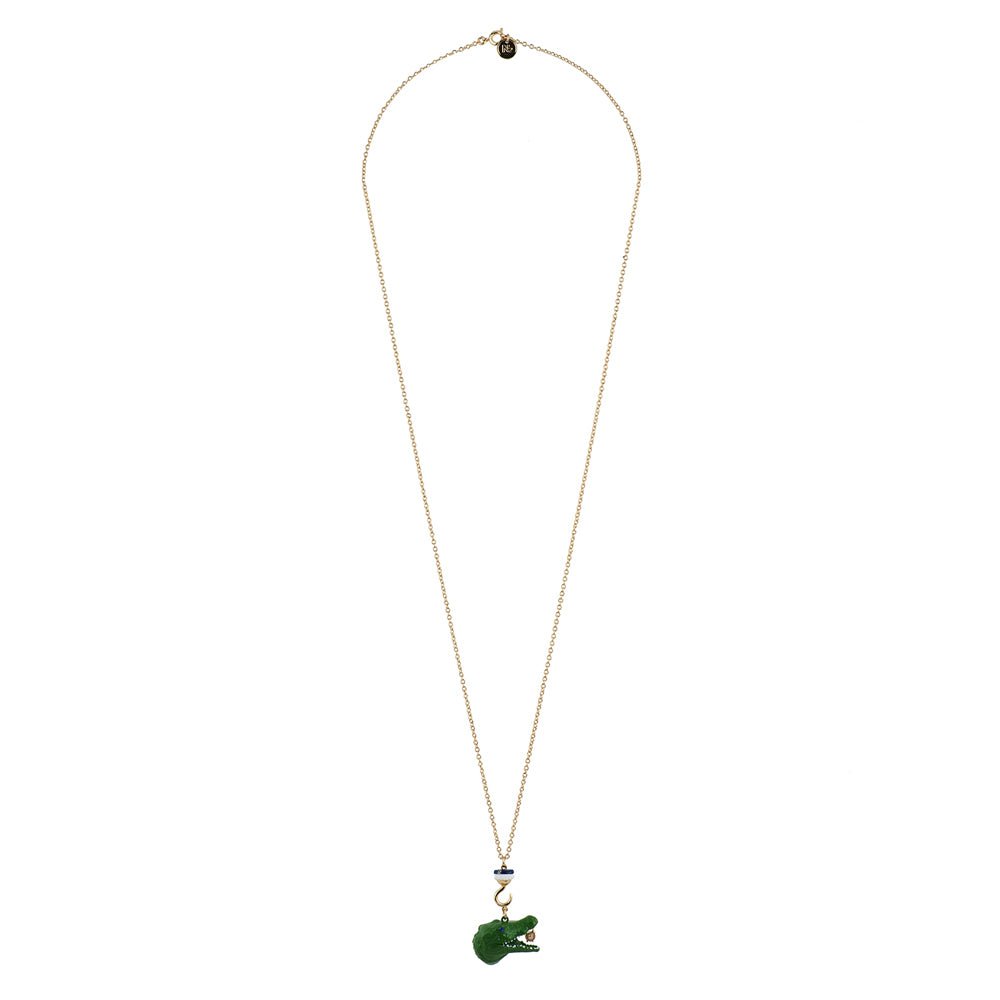Envole - Moi Crocodile Swallowing A Clock Gold Necklace | ACEM3061 - Les Nereides