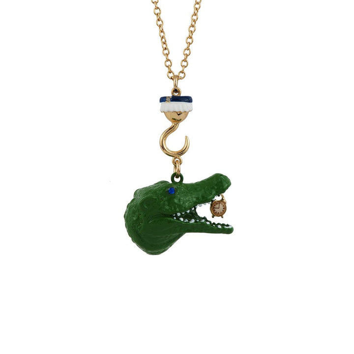 Envole-Moi Crocodile Swallowing A Clock Gold Necklace | ACEM3061 - Les Nereides