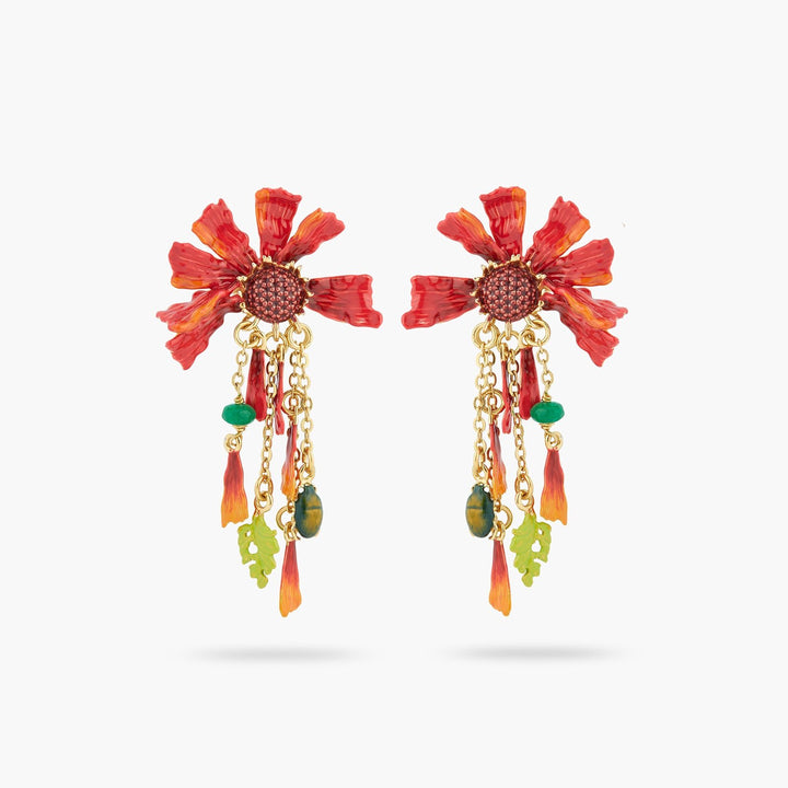 Ephemeral Flower And Scarab Beetle Dangling Earrings | ASTM1141 - Les Nereides