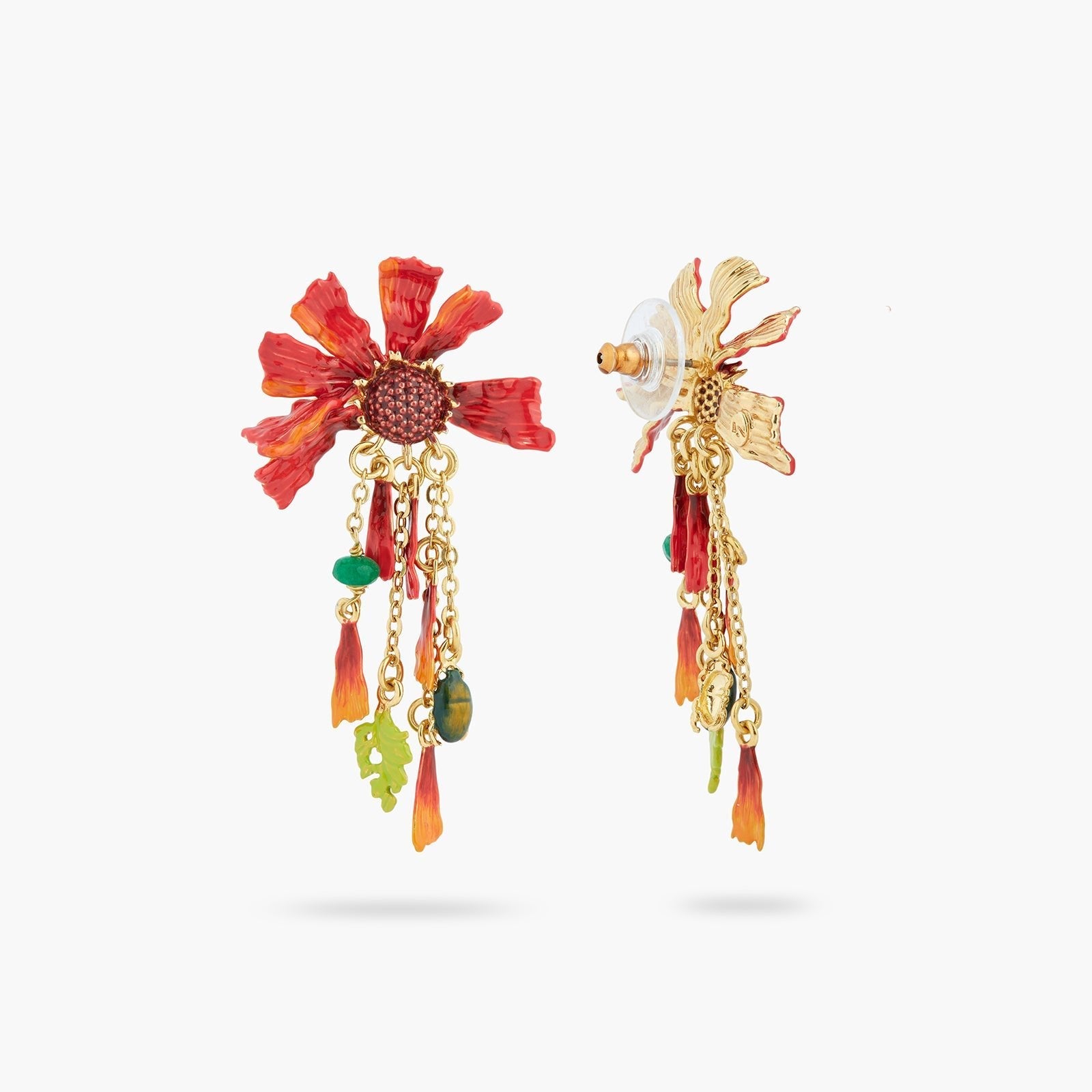 Ephemeral Flower And Scarab Beetle Dangling Earrings | ASTM1141 - Les Nereides