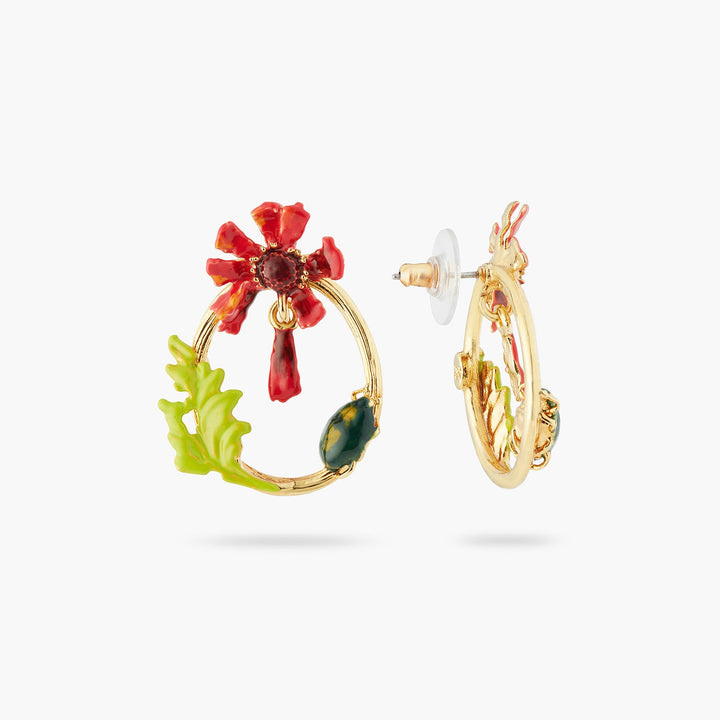 Ephemeral Flower And Scarab Beetle Hoop Earrings | ASTM1131 - Les Nereides