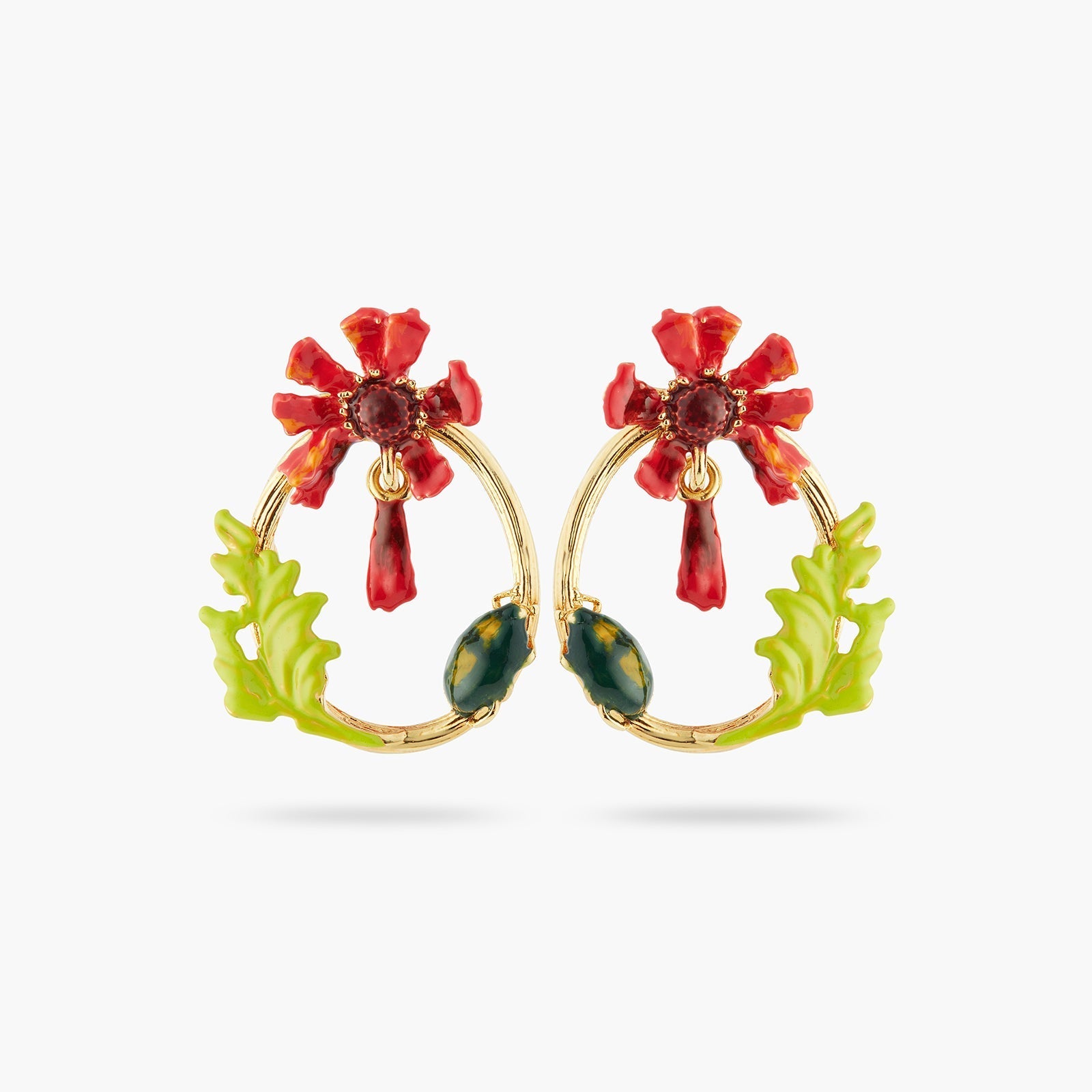 Ephemeral Flower And Scarab Beetle Hoop Earrings | ASTM1131 - Les Nereides
