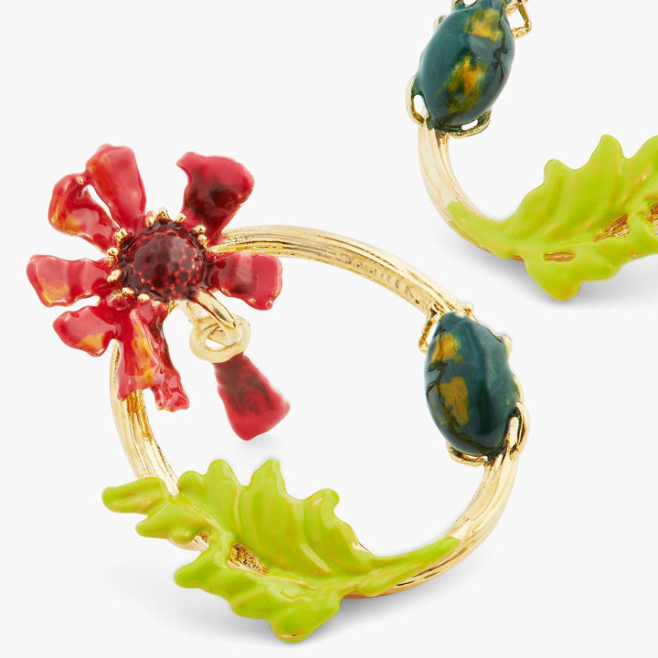 Ephemeral Flower And Scarab Beetle Hoop Earrings | ASTM1131 - Les Nereides