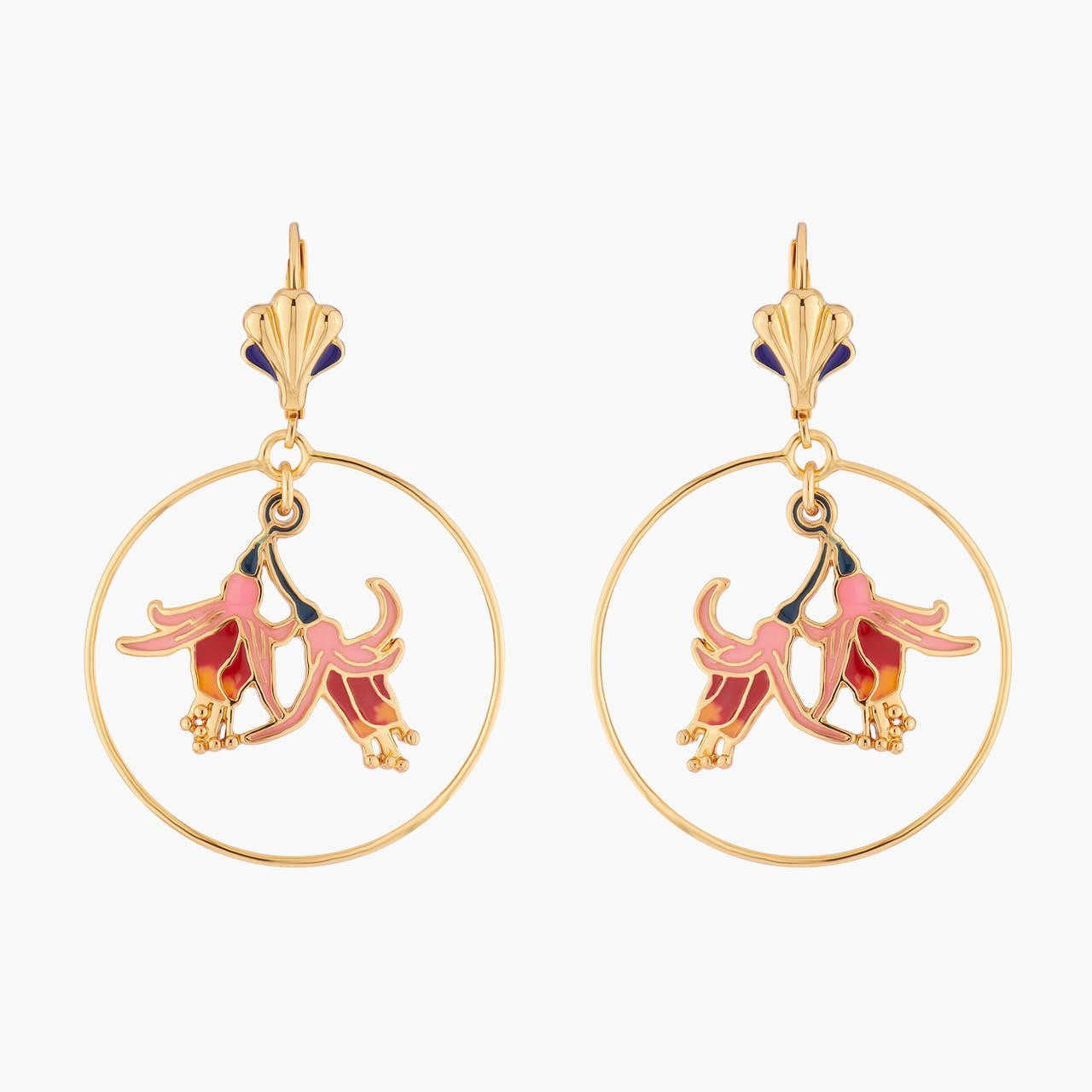Exotic Fuchsia Flowers Dormeuses Earrings | ALBE1091 - Les Nereides
