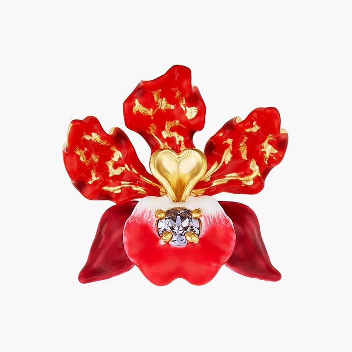 Exotic Orchids And Faceted Crystal Earrings | AOOC1081 - Les Nereides