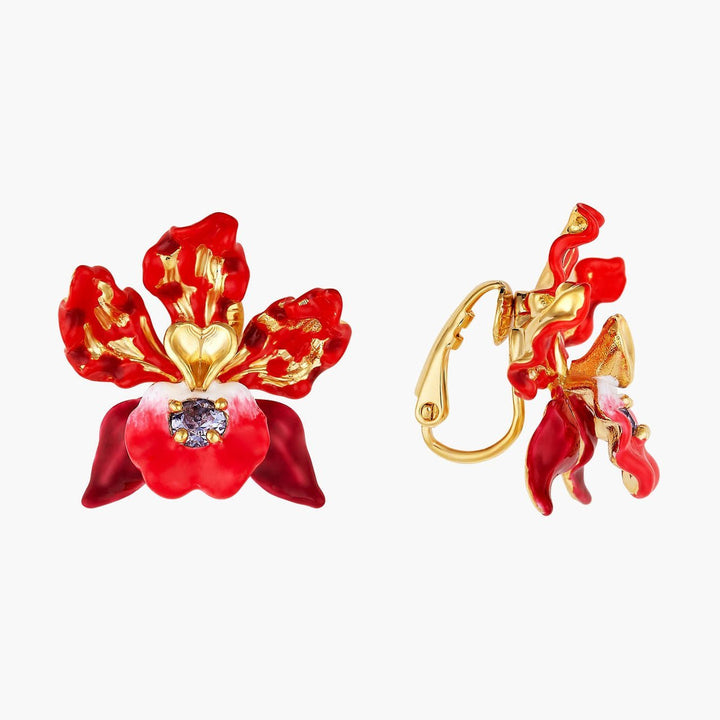 Exotic Orchids And Faceted Crystal Earrings | AOOC1081 - Les Nereides