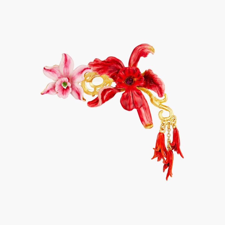 Exotic Orchids Flowers And Stone Brooch | AOOC5011 - Les Nereides