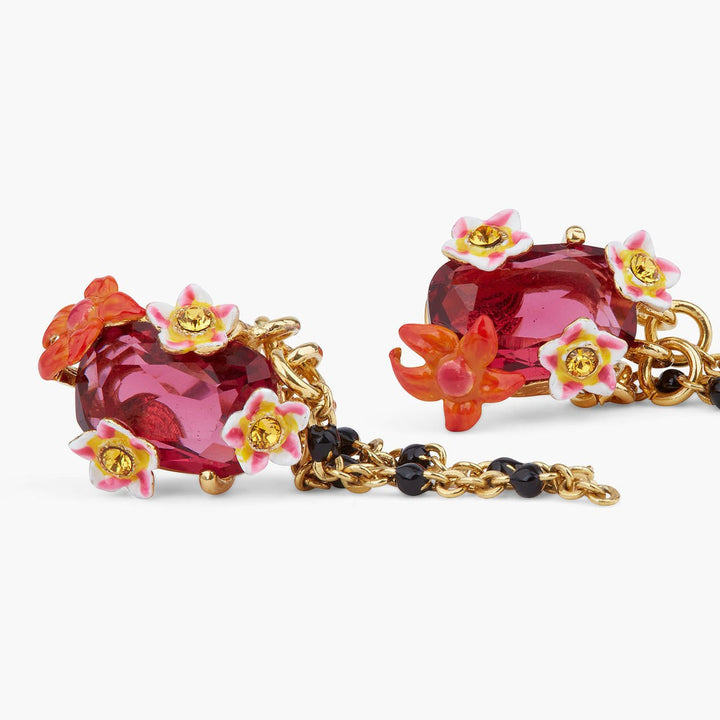 Faceted Crystal And Exotic Flower Dangling Earrings | ARPA1021 - Les Nereides