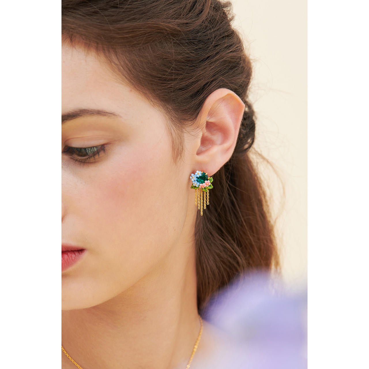 Faceted Crystal, Peony And Campanula Flowers Earrings | ANLA101C/1 - Les Nereides
